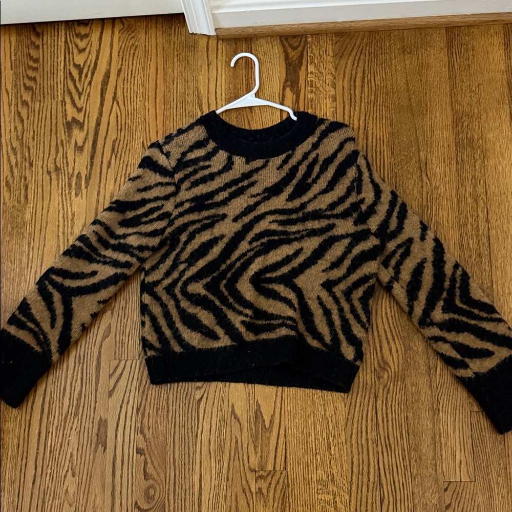 H&M Black and Brown Zebra Print Sweater